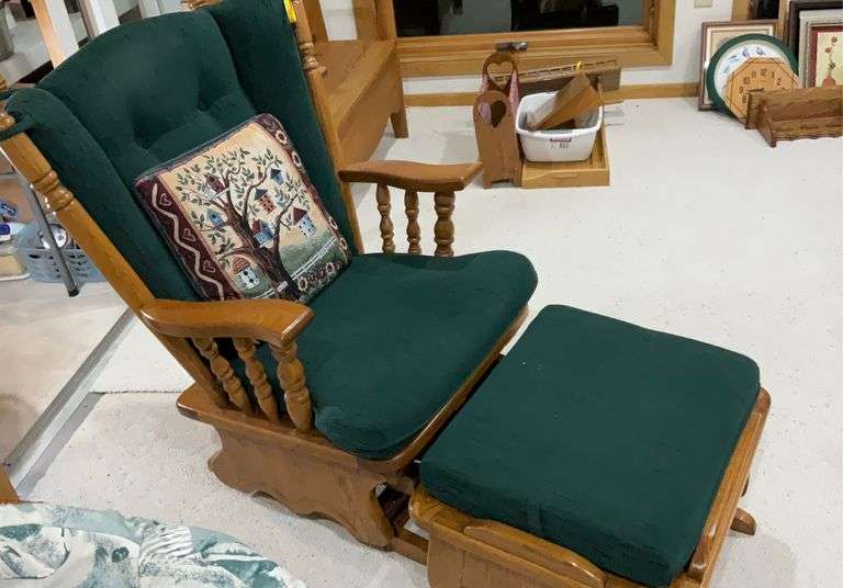 Oak glider with ottoman - Hamilton-Maring Auction Group