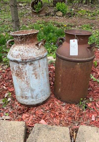 (2) Milk Cans, No Lids, “Red Wing Cry Co” Marked On One
