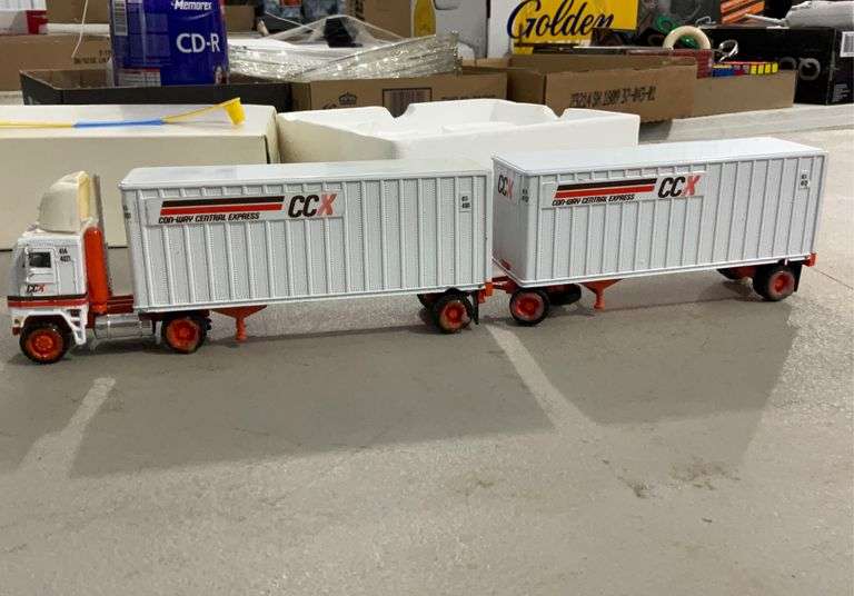1/64 Scale model semi tractor/trailer-CCX double trailer (has some pieces glued)