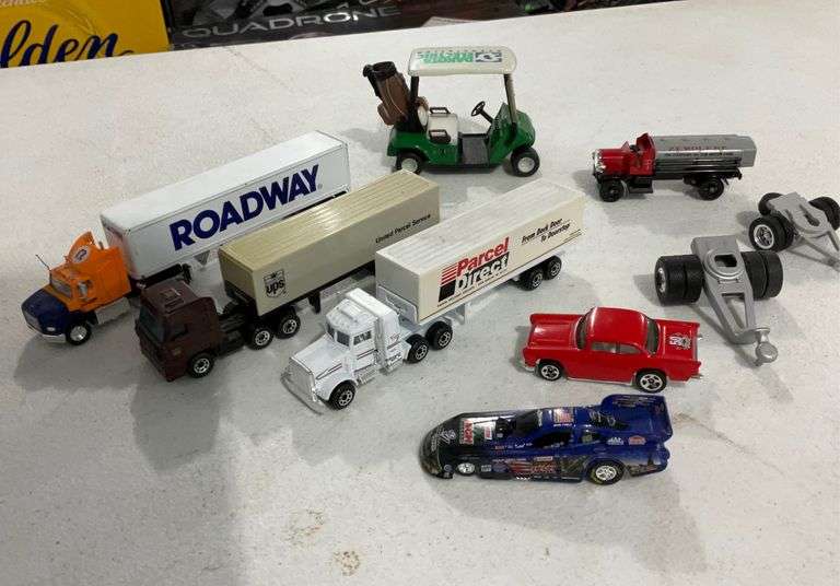 Scale model tractor/trailers, assorted other toys