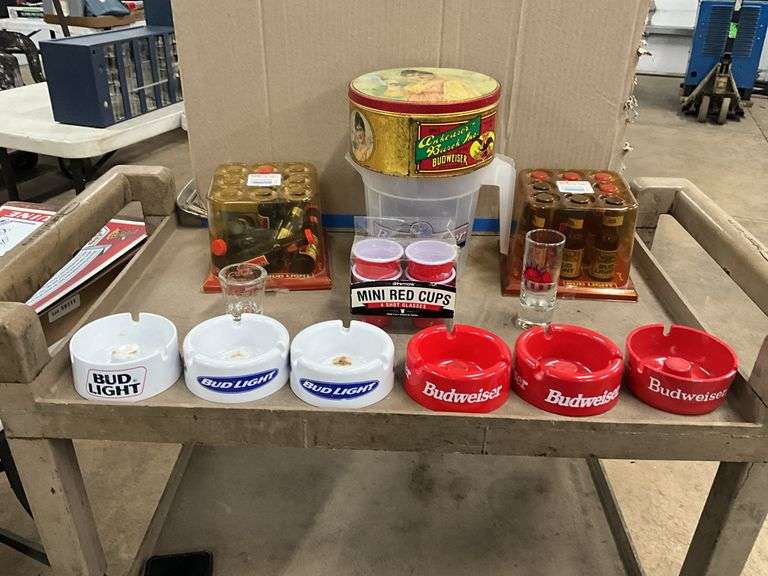 Budweiser, Bud Light, Ash Trays, (2) Tic Tac Toe S
