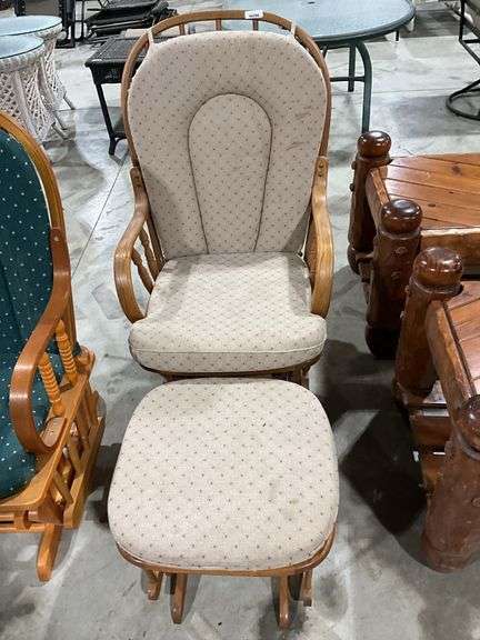 Oak Glider Rocker w/ Ottoman - Hamilton-Maring Auction Group