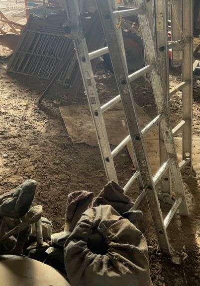 7’ aluminum ladder, 15’ aluminum adjustable ladder-needs TLC
