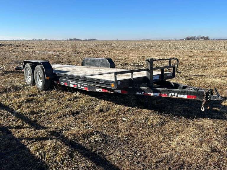 2011 P J Tandem Axle, Tilt Bed Flat Bed Trailer, 21’x83” Bumper Hitch, 2 5/16 Ball Hitch