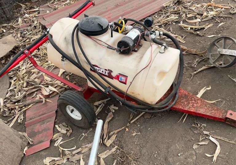 Husky towable sprayer with boom, 12 V pump(condition unknown)