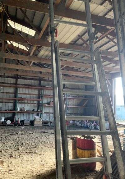 7’ aluminum ladder, 15’ aluminum adjustable ladder-needs TLC