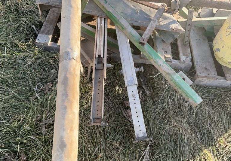 Assorted square tubing brackets, PTO shaft, fan (no motor),empty Freon tanks with threaded inlet, us