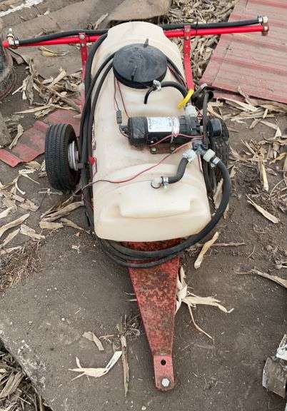 Husky towable sprayer with boom, 12 V pump(condition unknown)