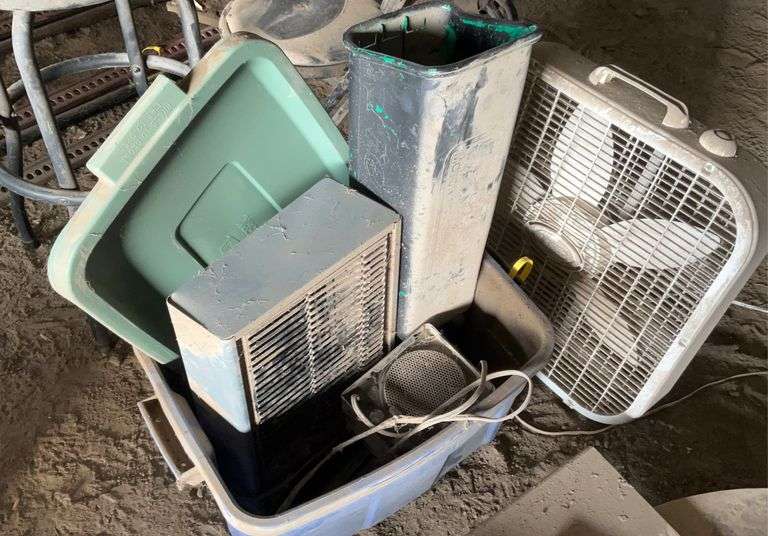 Box fan, electric heaters, paper box