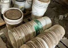 Pallet containing plastic buckets