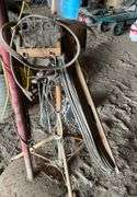 Electrical cords, electrical cord stand with switch, work lights on stand