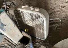 Box fan, electric heaters, paper box