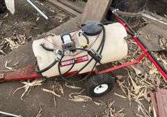 Husky towable sprayer with boom, 12 V pump(condition unknown)