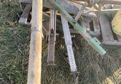 Assorted square tubing brackets, PTO shaft, fan (no motor),empty Freon tanks with threaded inlet, us