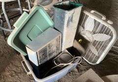 Box fan, electric heaters, paper box