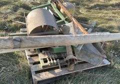 Assorted square tubing brackets, PTO shaft, fan (no motor),empty Freon tanks with threaded inlet, us