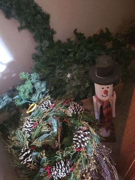 Contents of closet - Christmas wreaths, Christmas 