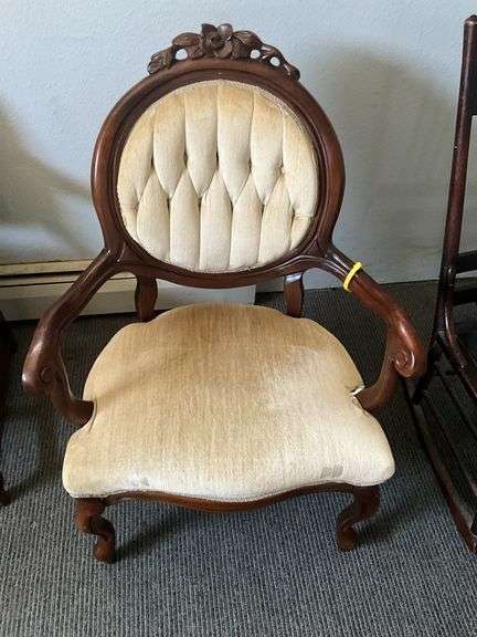 Vintage Wooden Frame Upholstered Chair