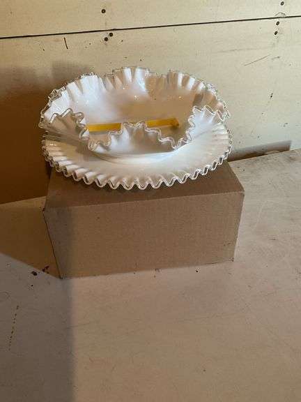 Fenton Siver Crest  Milk Glass, Center Piece