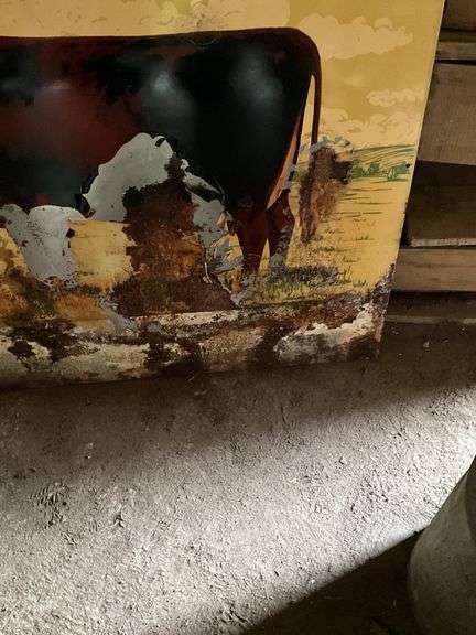 (2) Metal Milking Shorthorn Signs, Both Have Damag