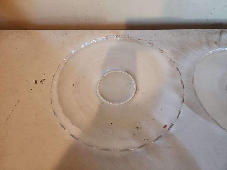 Clear Glass Bowl, (2) Clear Glass Serving Plates