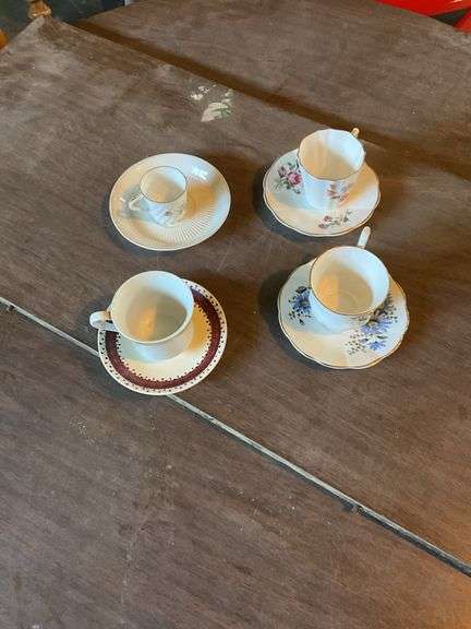 (4) Porcelain Cups Saucers