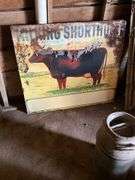 (2) Metal Milking Shorthorn Signs, Both Have Damag