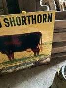 (2) Metal Milking Shorthorn Signs, Both Have Damag