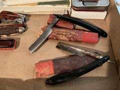 Assortment of jack knives and straight blades