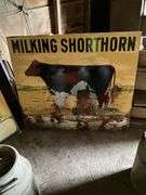 (2) Metal Milking Shorthorn Signs, Both Have Damag