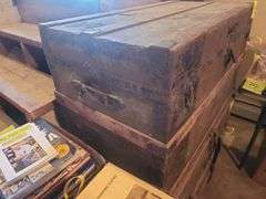Vintage Wooden Chest, Leather Handles