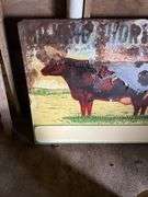 (2) Metal Milking Shorthorn Signs, Both Have Damag