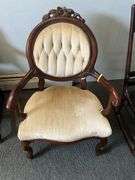 Vintage Wooden Frame Upholstered Chair