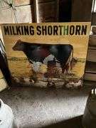 (2) Metal Milking Shorthorn Signs, Both Have Damag