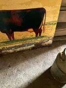 (2) Metal Milking Shorthorn Signs, Both Have Damag