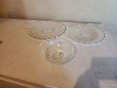 Clear Glass Bowl, (2) Clear Glass Serving Plates
