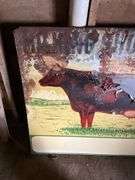 (2) Metal Milking Shorthorn Signs, Both Have Damag