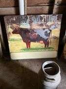 (2) Metal Milking Shorthorn Signs, Both Have Damag