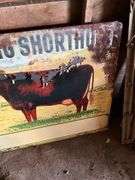 (2) Metal Milking Shorthorn Signs, Both Have Damag