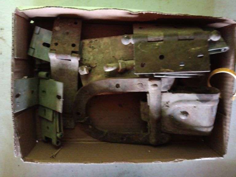 Assorted Vintage Hinges, Metal Pully, Metal Pully 