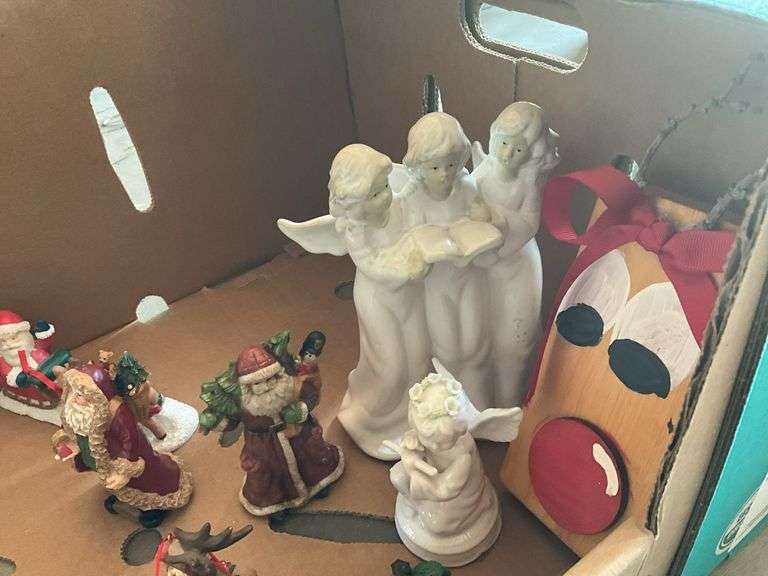 Assorted Christmas figurines, decorations (located