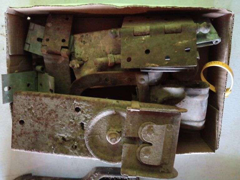 Assorted Vintage Hinges, Metal Pully, Metal Pully 