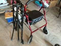 Four-wheel walker, two wheel walker, cane (located
