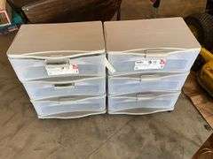 (2) Three Drawered Rolling Plastic Organizing Cabi