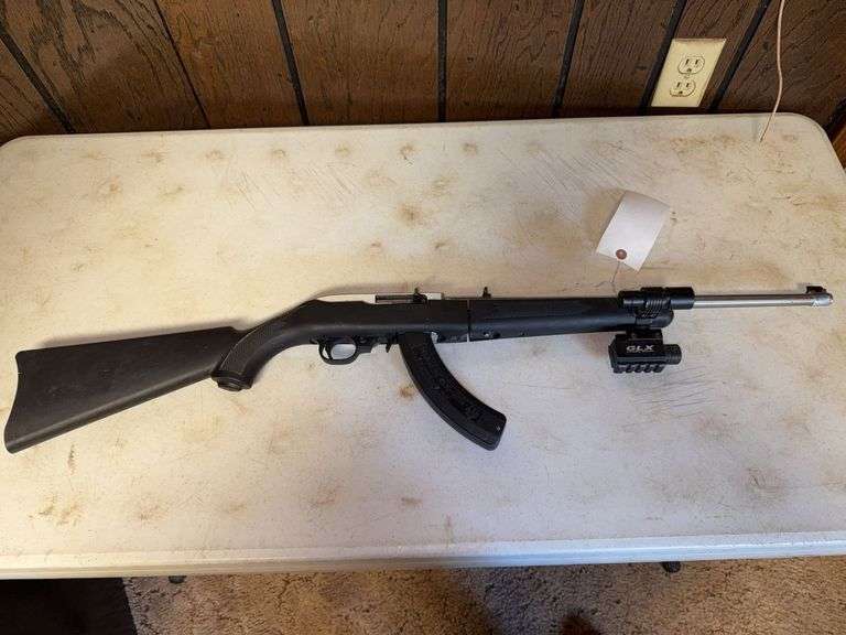 Ruger 10/22 Semi-Auto Rifle, Barska GLX Laser Pointer, Flashlight, 25 Round