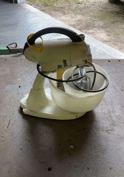 Vintage Hamilton Beach Model G hand mixer with stand and two bowls