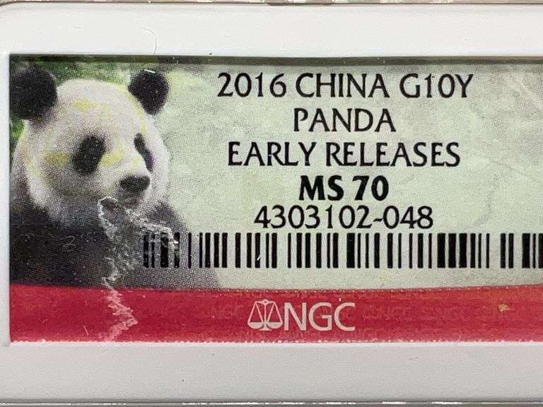 2016 China G10Y Panda Early Release, 1 Gram Weight, NGC graded