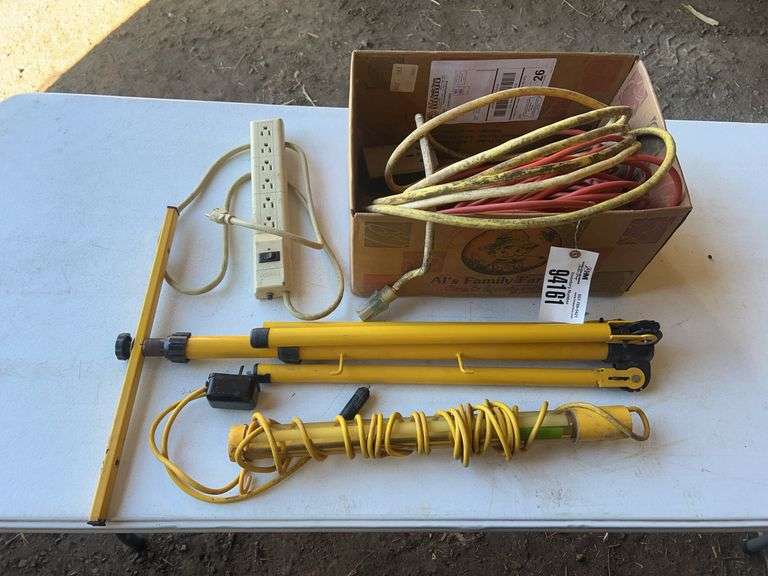 Assorted Extention Cords, Work Light Tri-Pod, Trouble Light