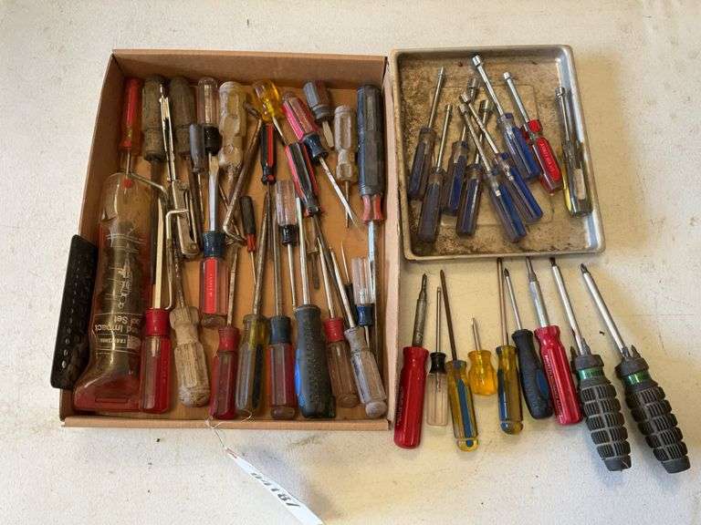 Assorted Screw Drivers, Nut Drivers, Manual Impact Driver