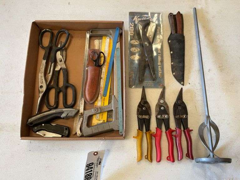 Assorted Tin Snips, Tubing Cutter, Hand Saw